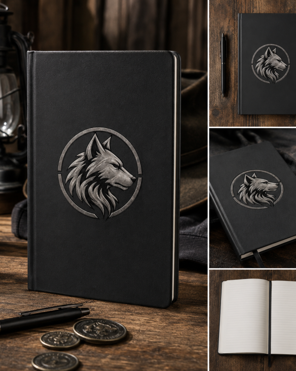 Iron Wolf Engraved Vegan Leather Journal — Wolf Head Notebook