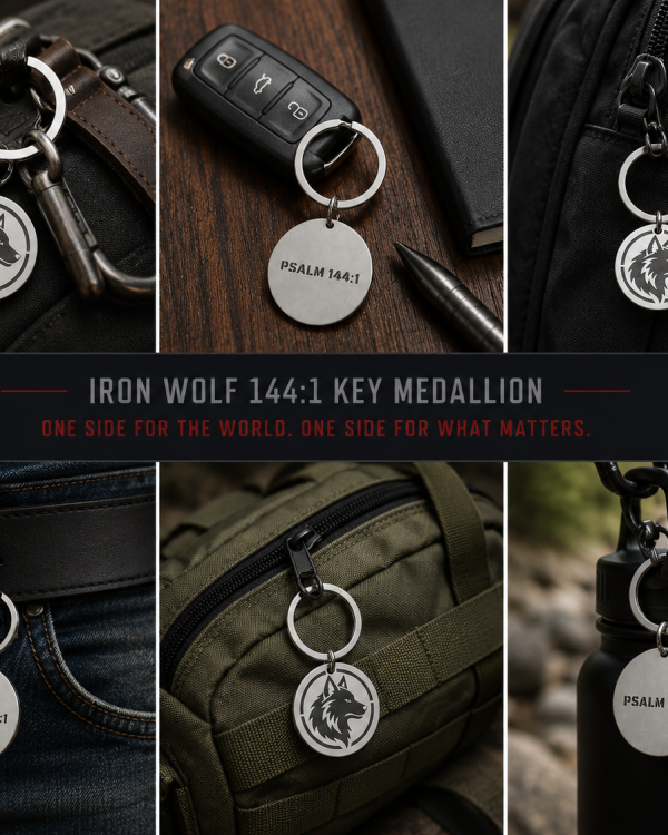 Iron Wolf 144:1 Key Medallion — Engraved Stainless Steel