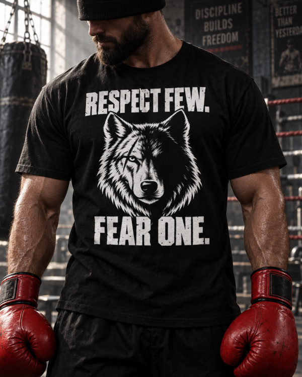 Respect Few Fear One Wolf T-Shirt — Men’s Heavyweight Graphic Tee