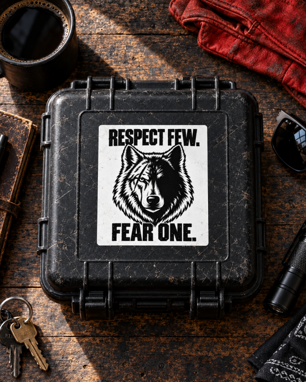 Respect Few Fear One Wolf Sticker — Black & White Vinyl Decal